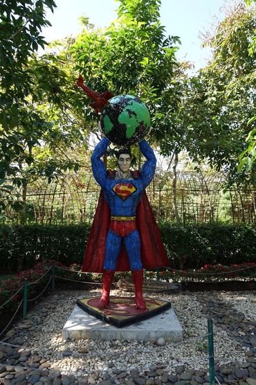 A sculpture of Superman! At Cherntawan International Meditation Center in Northern Thailand
