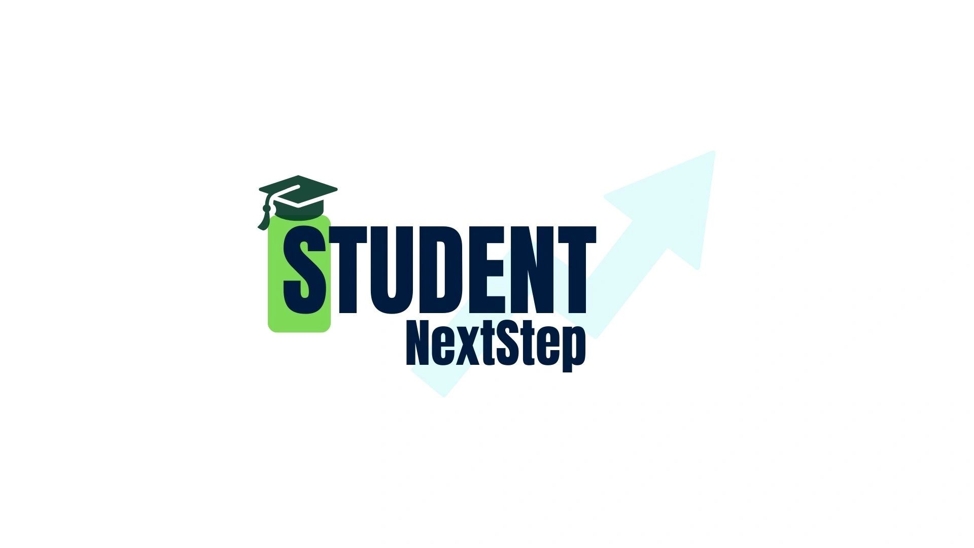 Logo for Student NextStep with graduation cap and upward arrow.