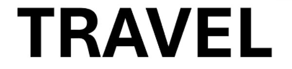 Bold black text spelling 'TRAVEL' on a white background.