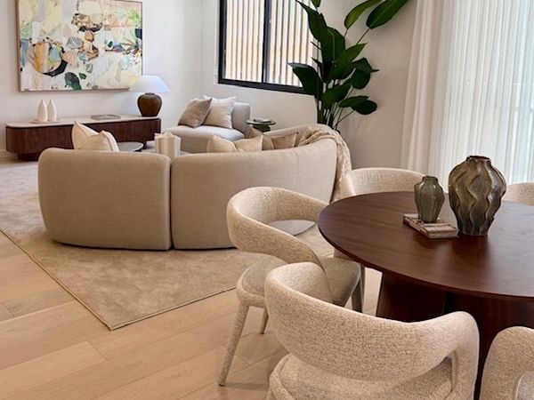 Living dining room neutral tones.