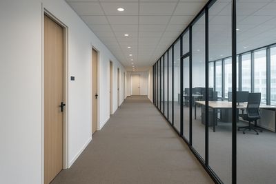 Office carpeted hallway