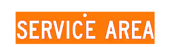 Bright orange sign with white text reading 'SERVICE AREA'. Winnebago county