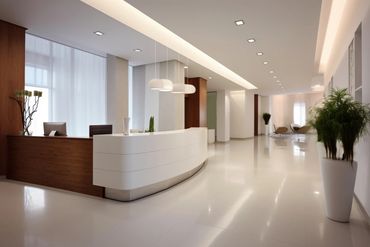 interior de Lobby moderno estilo minimalista cálido