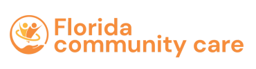 Logo of Florida Community Care with an orange hand and leaf icon.
