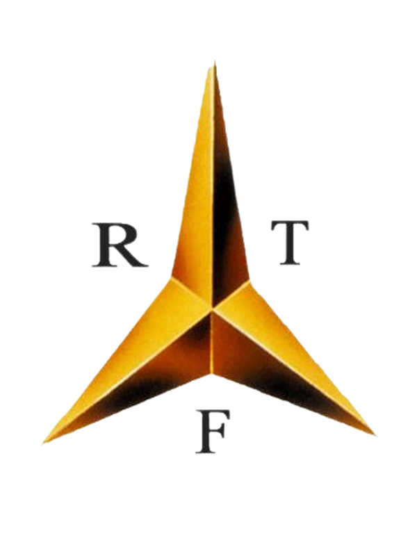 Golden three-pointed star with letters R, T, and F around it.
