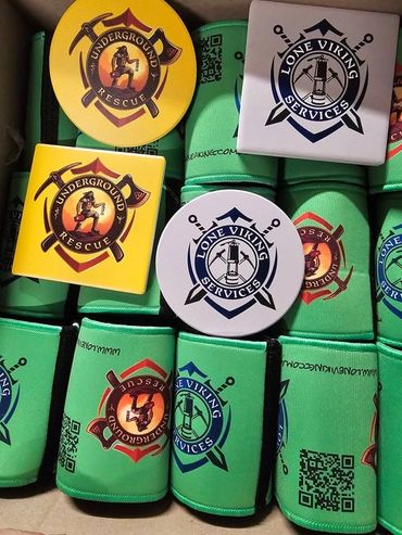 Stubby cooler and coasters