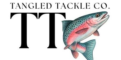 Logo of Tangled Tackle Co. with a colorful fish illustration.