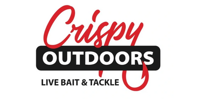 Logo for Crispy Outdoors, a live bait and tackle business.