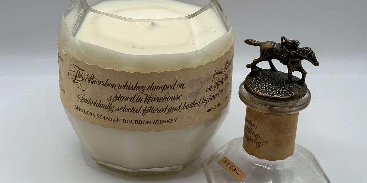 recycled bourbon bottle candles