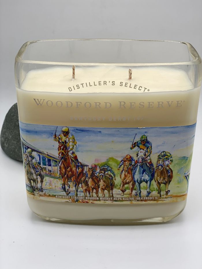 bourbon candle with horses during Kentucky Derby