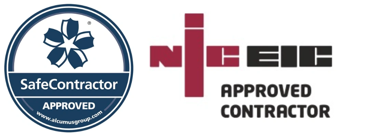 SafeContractor and NICEIC Approved Contractor logos.