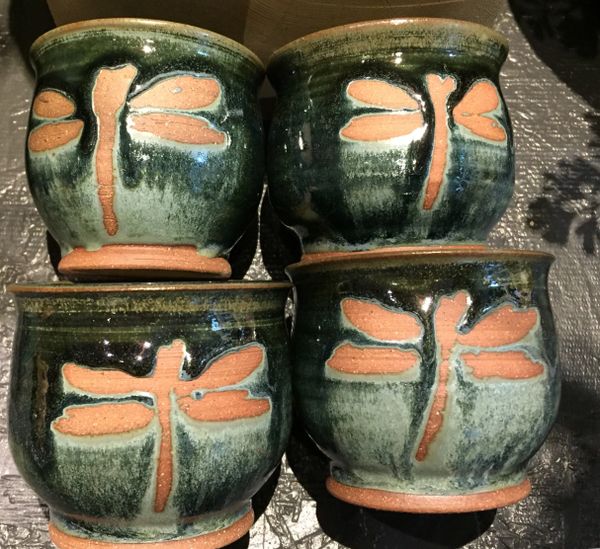 four dragonfly cups