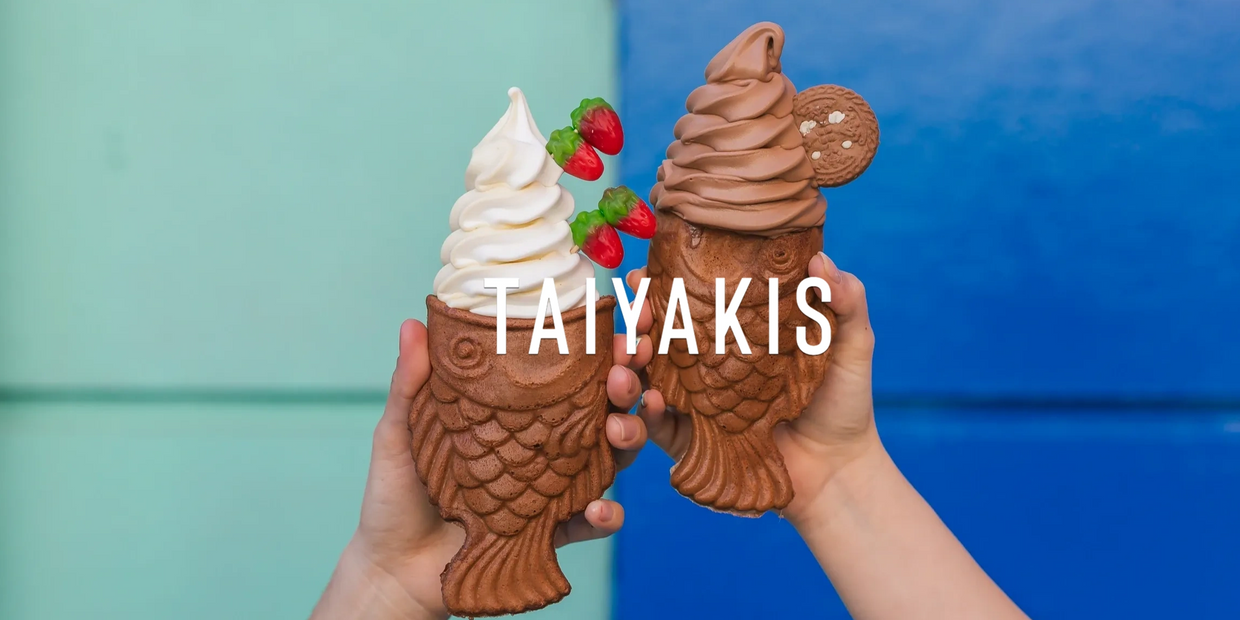 Taiyakis, nuestra estrella, bizcocho de origen japonés con helado soft con los toppings que elijas