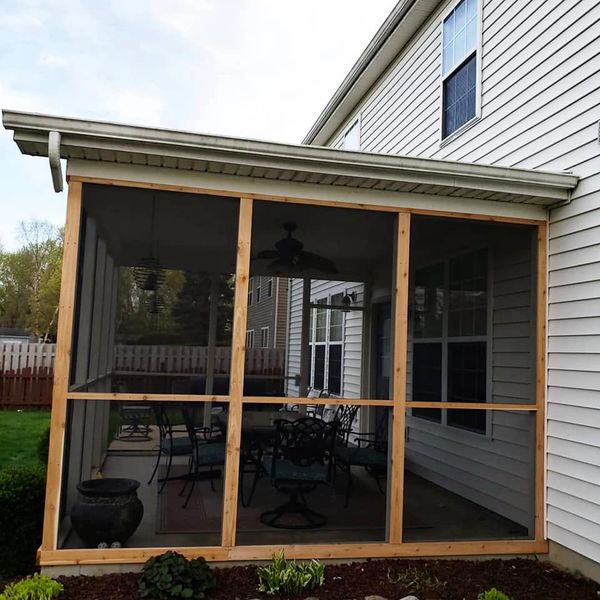 15x15 Noblesville, IN screened in porch remodel - During with cedar trim