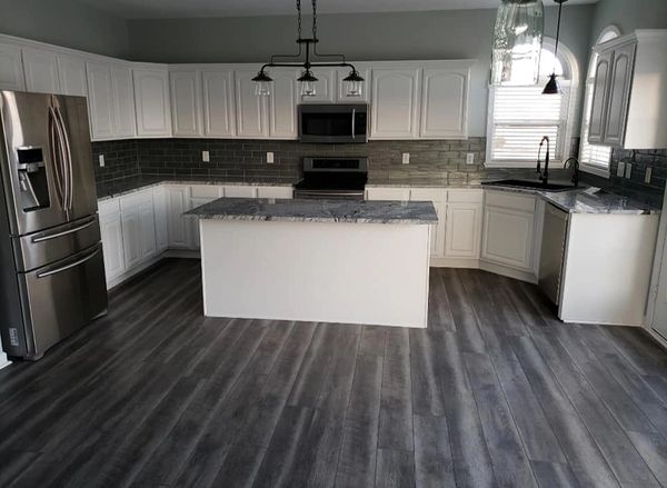 Kitchen remodel - Zionsville, IN granite counter tops, painted cabinets, new coretec flooring,