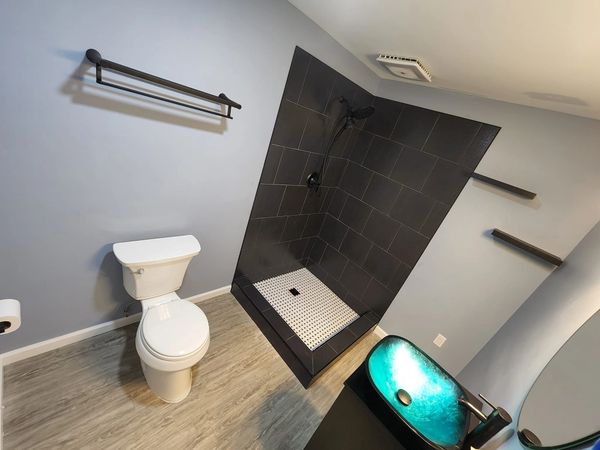 Basement bathroom remodel - Carmel, IN with Bluetooth bathroom fan speaker combo