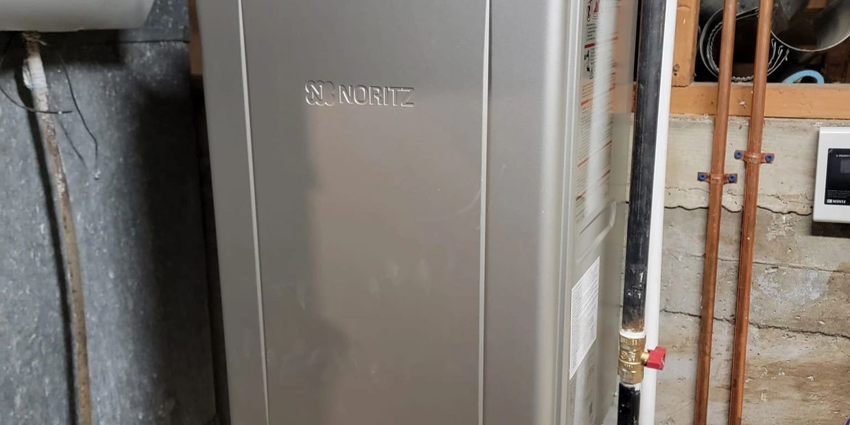 Noritz Tankless Water Heater installed by Bristol Plumbing. 