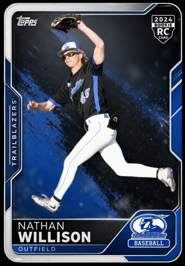 Nathan Willison rookie baseball card in action.