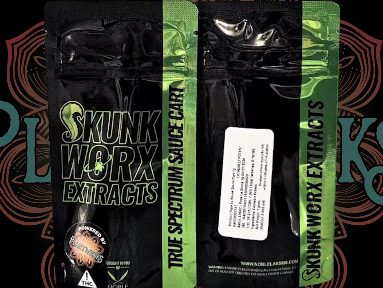 Skunk Worx Extracts cannabis product packaging.
