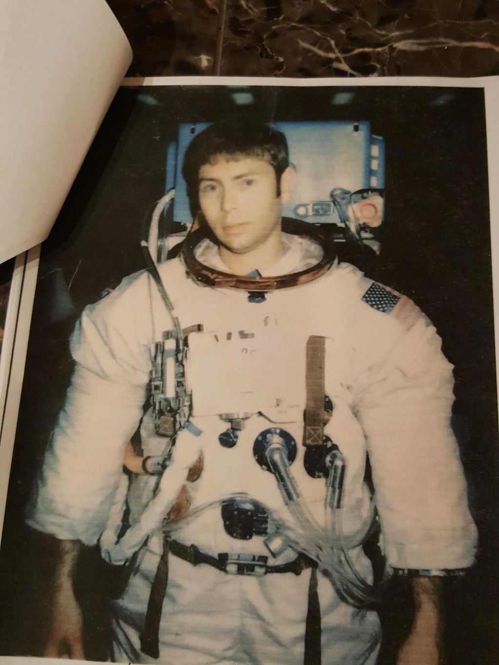 Alexander Gross testing the spacesuit he designed for the Apollo 11 lunar landing.