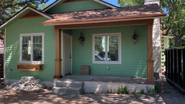 Copper half round gutters with a rain chain