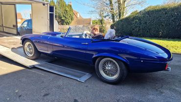 E Type Jaguar leaving us after our bespoke patterned  XPEL PPF paint protection film installion.