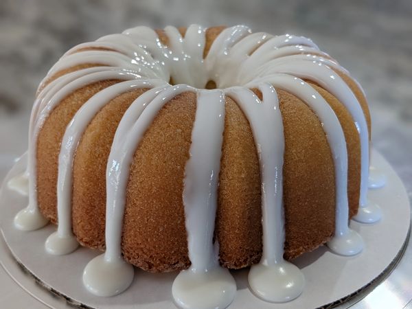 7-inch lemon bundt cake with thick lemon glaze