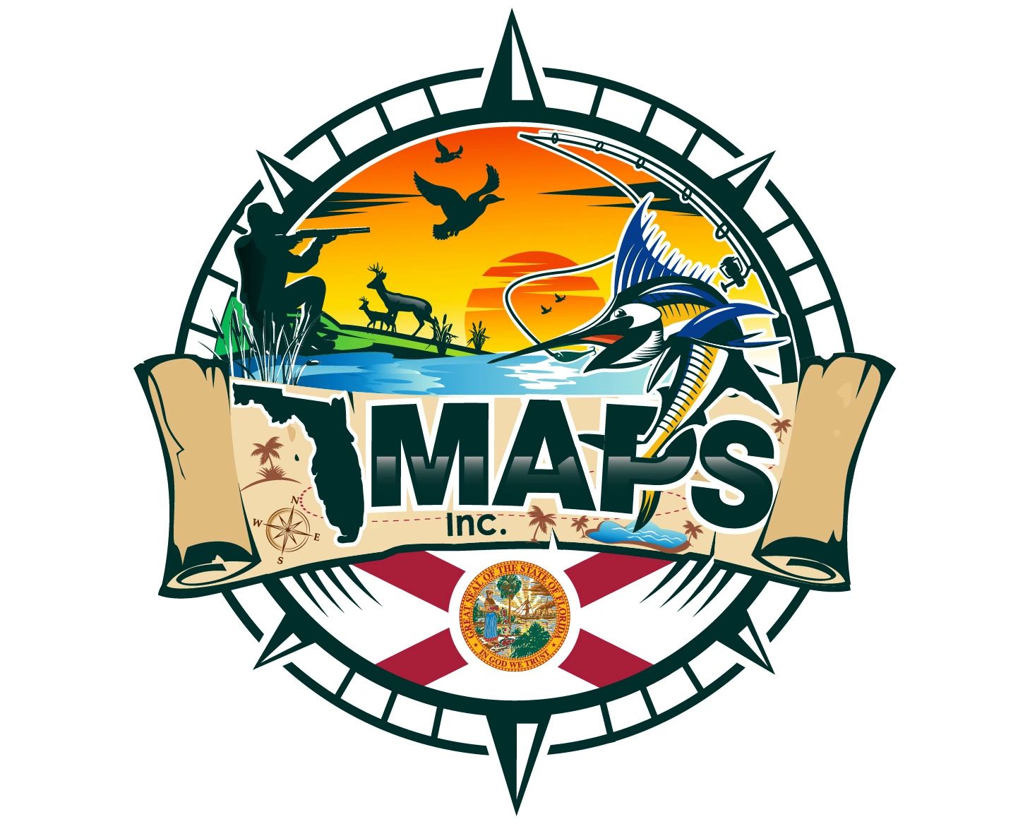 Florida MAPS Inc Logo Learn to hunt and fish Florida