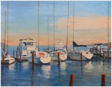"Boats, Elizabeth City," oil, 11 x 14"