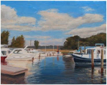 "Kingsland Marina, James River," oil, 11 x 14"