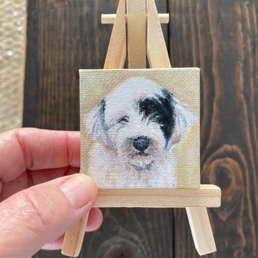 dog portrait, mini dog portrait, mini dog painting, lisa fasulo, hand painted pet portrait