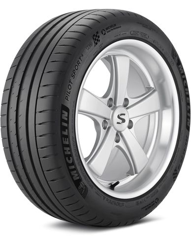 Photo of a Michelin Pilot Sport EV tire on white background.