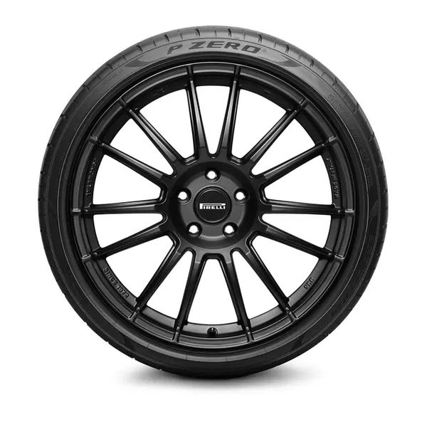 Photo of Pirelli P Zero tire on white background.