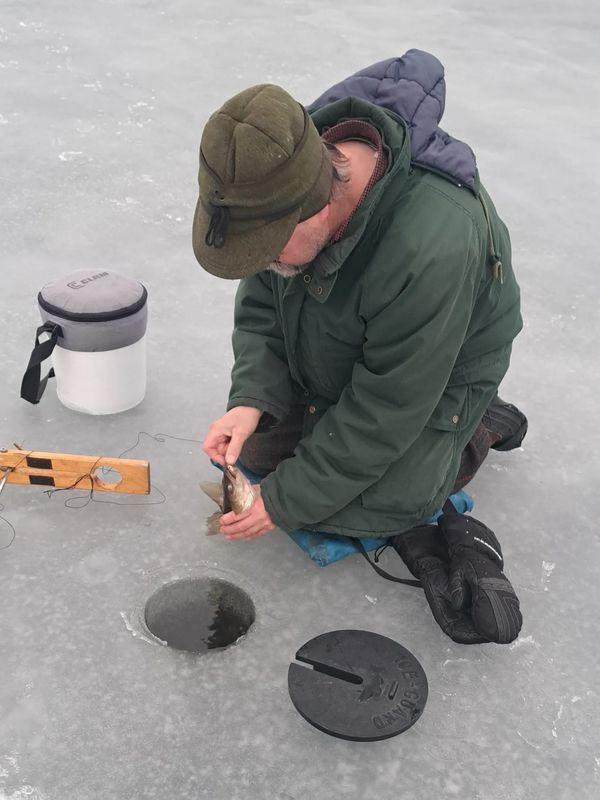 Successful ice fishing.