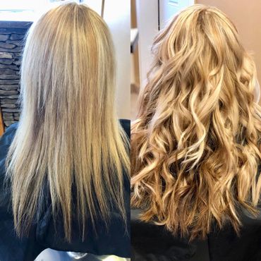 before and after photos of wavy hair extensions