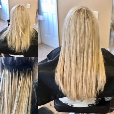 before and after photos of blond hair extensions