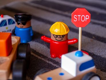 The converted garage provides developmentally appropriate tools and toys for children.