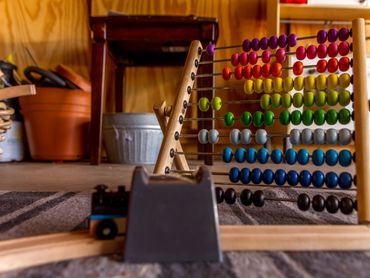 The converted garage provides developmentally appropriate tools and toys for children.