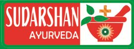 Sudarshan Ayurveda logo with a mortar and pestle and herbal leaves.