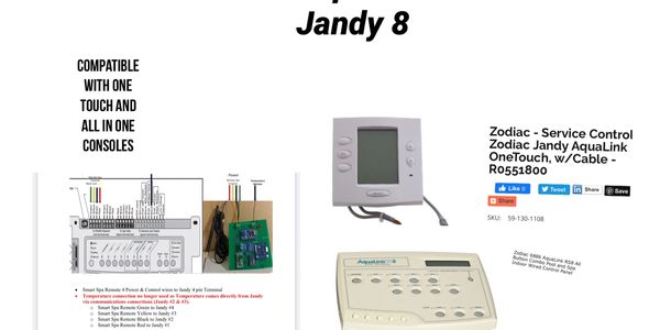 Jandy 8 button spa remote