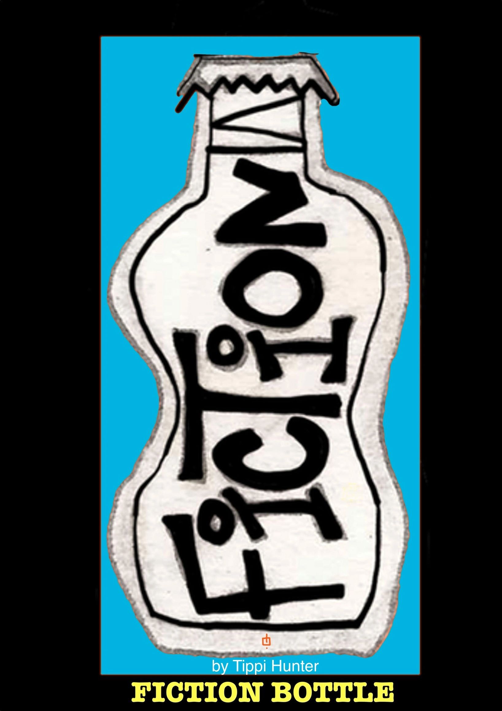 Logo created by multimedia artist Tippi Hunter for their Fiction Bottle Universe!