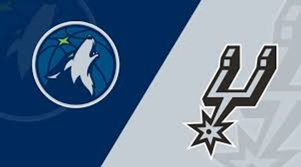 Logos of NBA teams Minnesota Timberwolves and San Antonio Spurs.