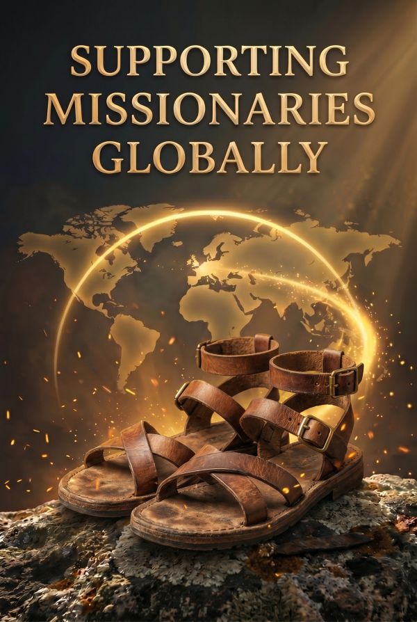 Leather sandals symbolizing support for missionaries worldwide.
