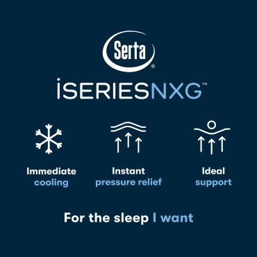 Serta iSeries NXG mattress features immediate cooling, instant pressure relief, and ideal support.