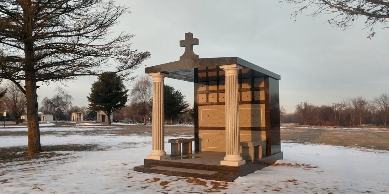 Larger garden crypt mausoleum for 14 people.