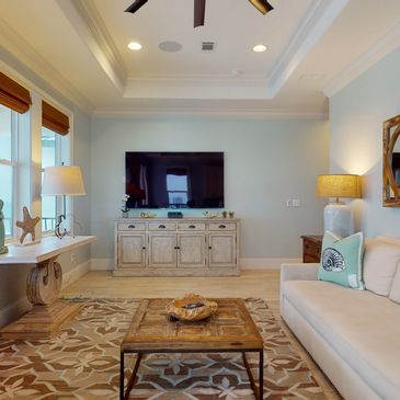 Two living rooms provide ample space for families when your not at the beach