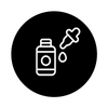 Icon of a dropper bottle with a dropper releasing liquid.