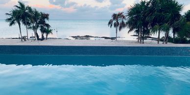 Sunset Pool. Belize Vacation Home. Belize Airbnb. Secret Beach Vacation Home.