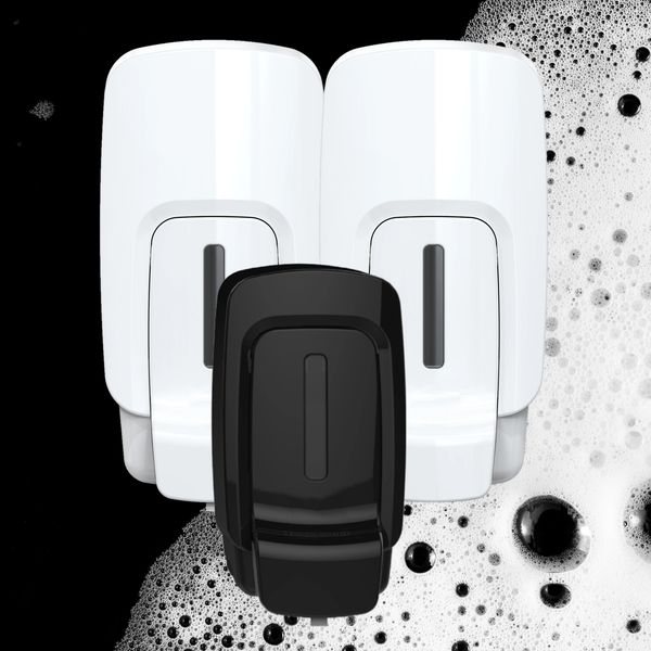 EDGE Q-Soap Solutions - Soap Dispenser Range & Seat Cleaner Dispenser white and black