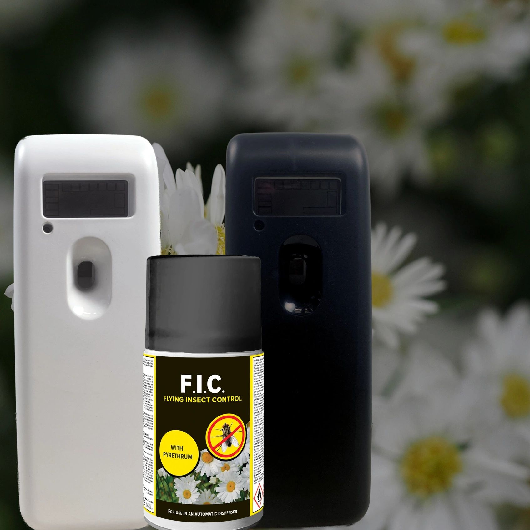 Flying Insect Control Aerosol with Air Flow White and Air Flow Black Maxi Dispensers